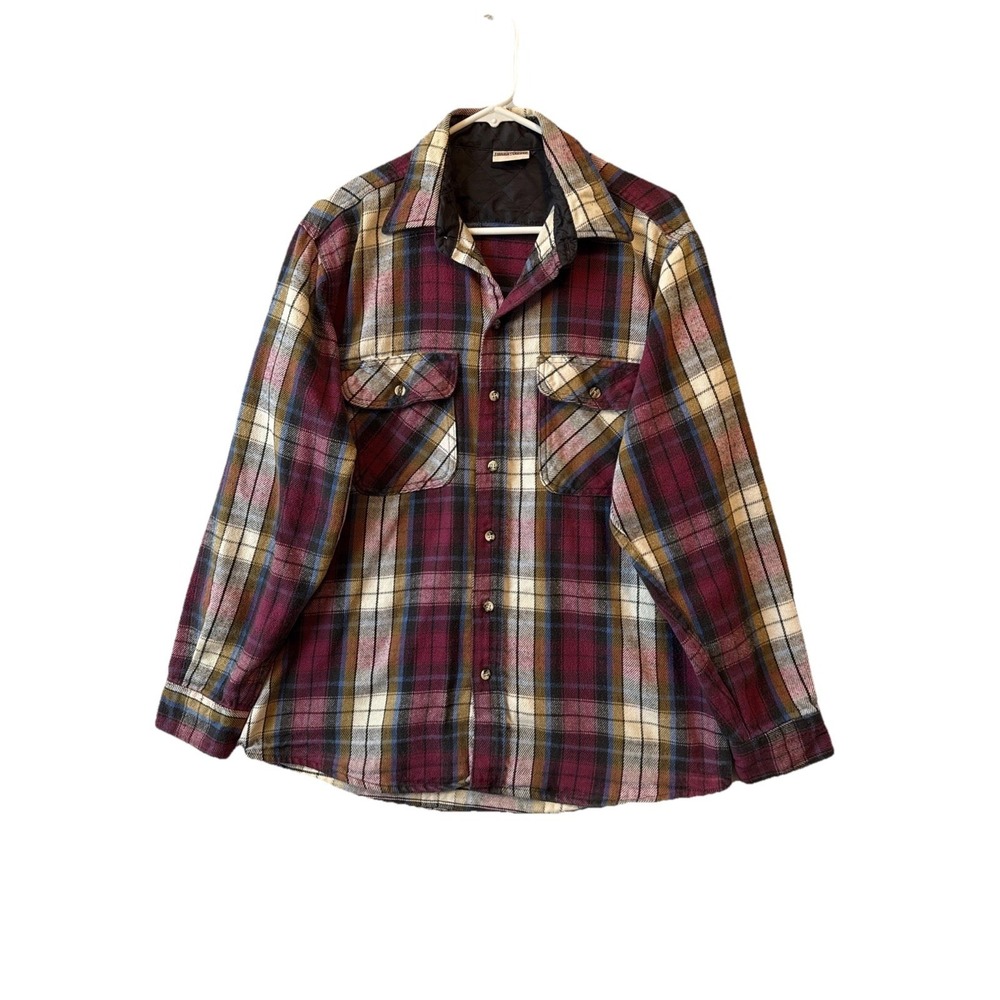 Vtg Field‎ & Stream Button Up Pink Fuchsia Plaid Flannel Shirt Women's L Cozy